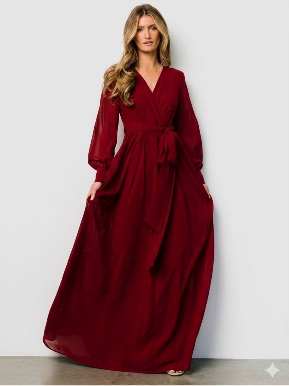 Baltic Born Deep Burgundy Wrap Maxi Dress